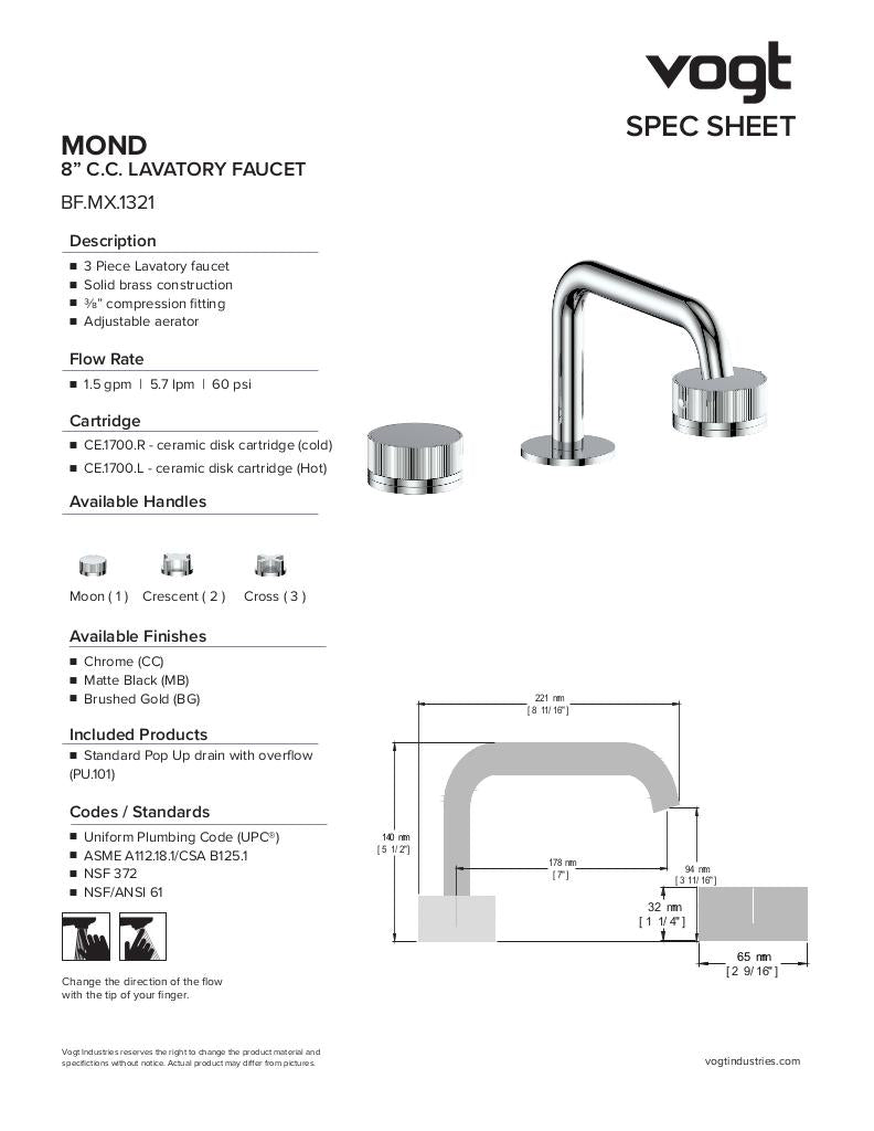MOND 8" C.C. LAVATORY FAUCET WITH POP-UP DRAIN
