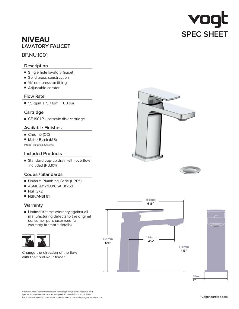 Vogt Niveau Bathroom Faucet with Pop-Up Drain - image 2