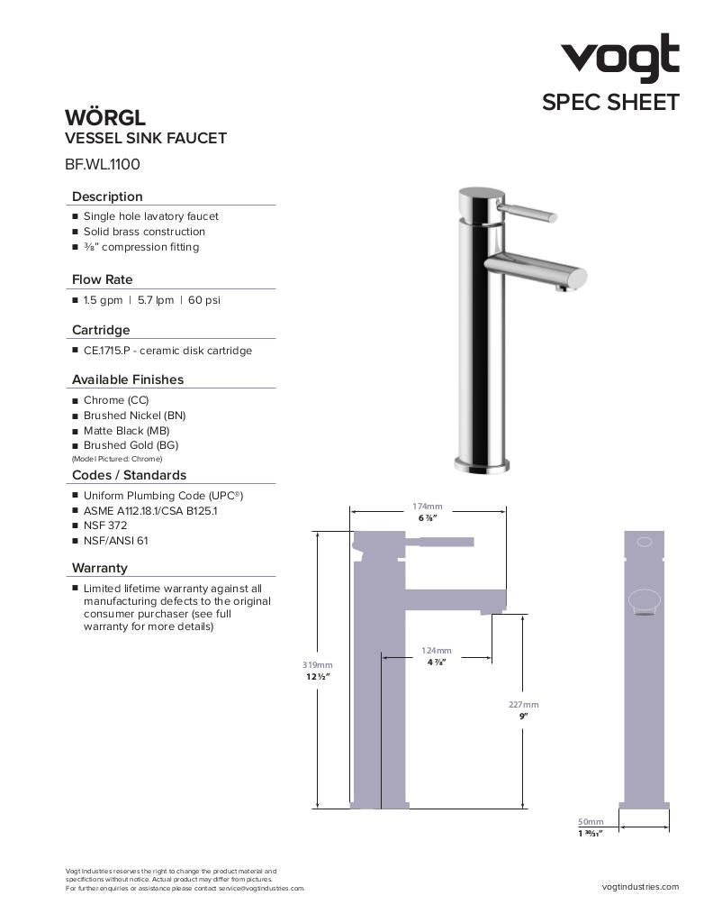 Vogt Worgl Vessel Sink Bathroom Faucet BF.WL.1100 - image 2