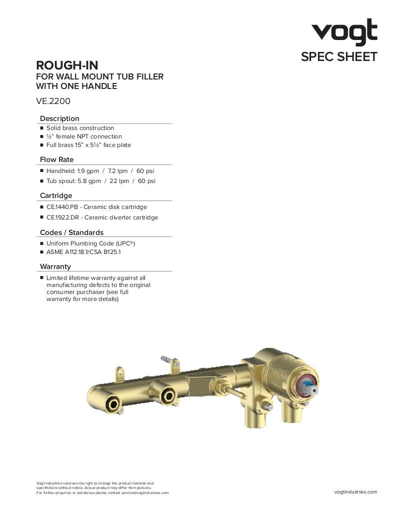 Vogt Zehn Wall Mount Tub Filler BF.Z3.2200 - image 3