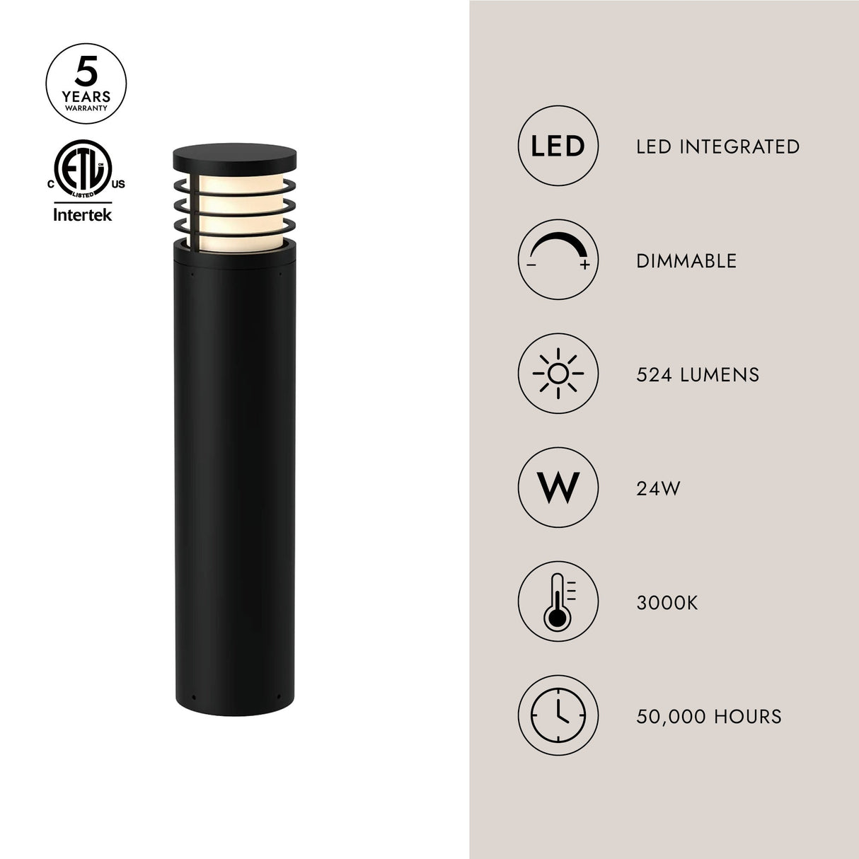 Kuzco Blaine 29-in Exterior Bollard