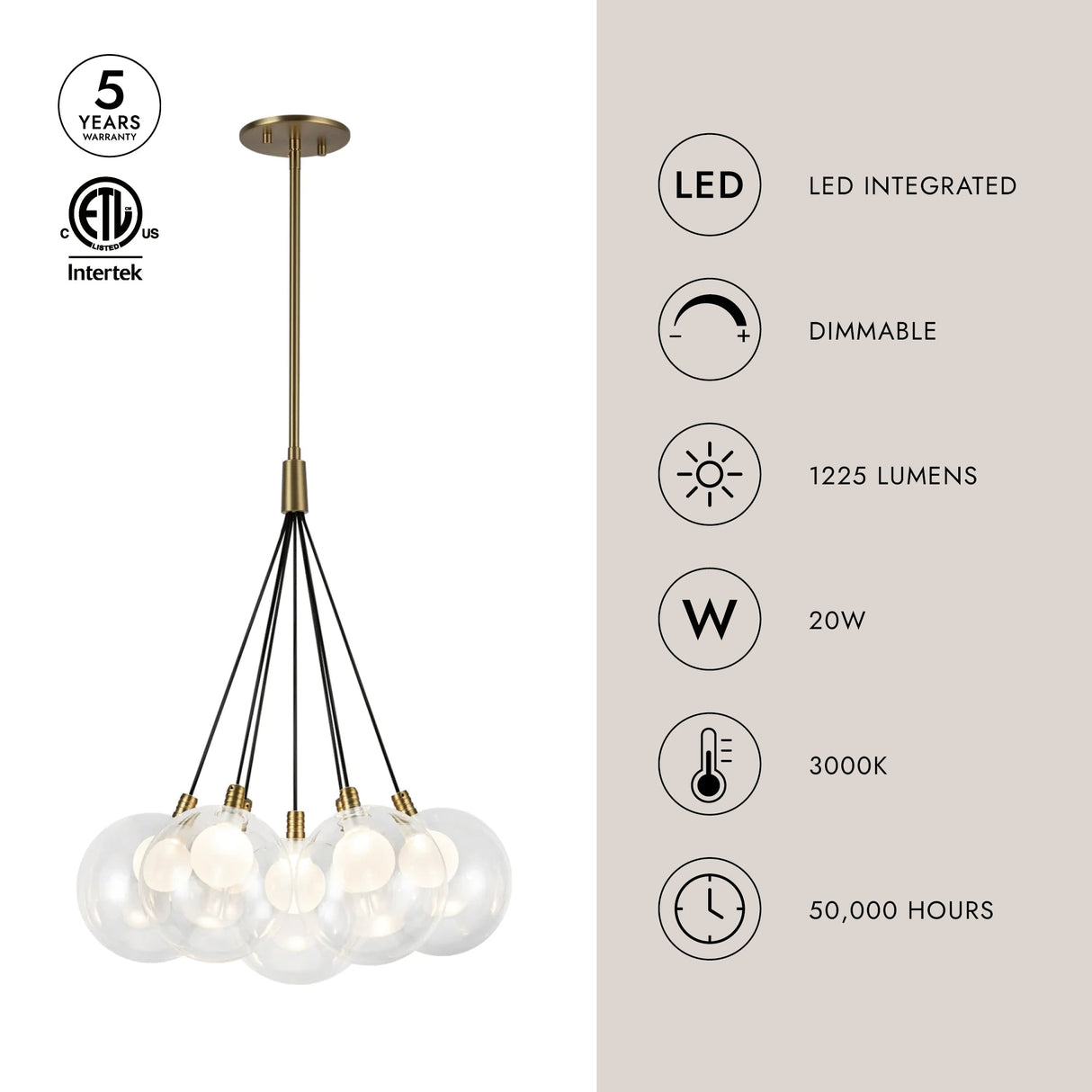 Kuzco Bolla 17-in Chandelier