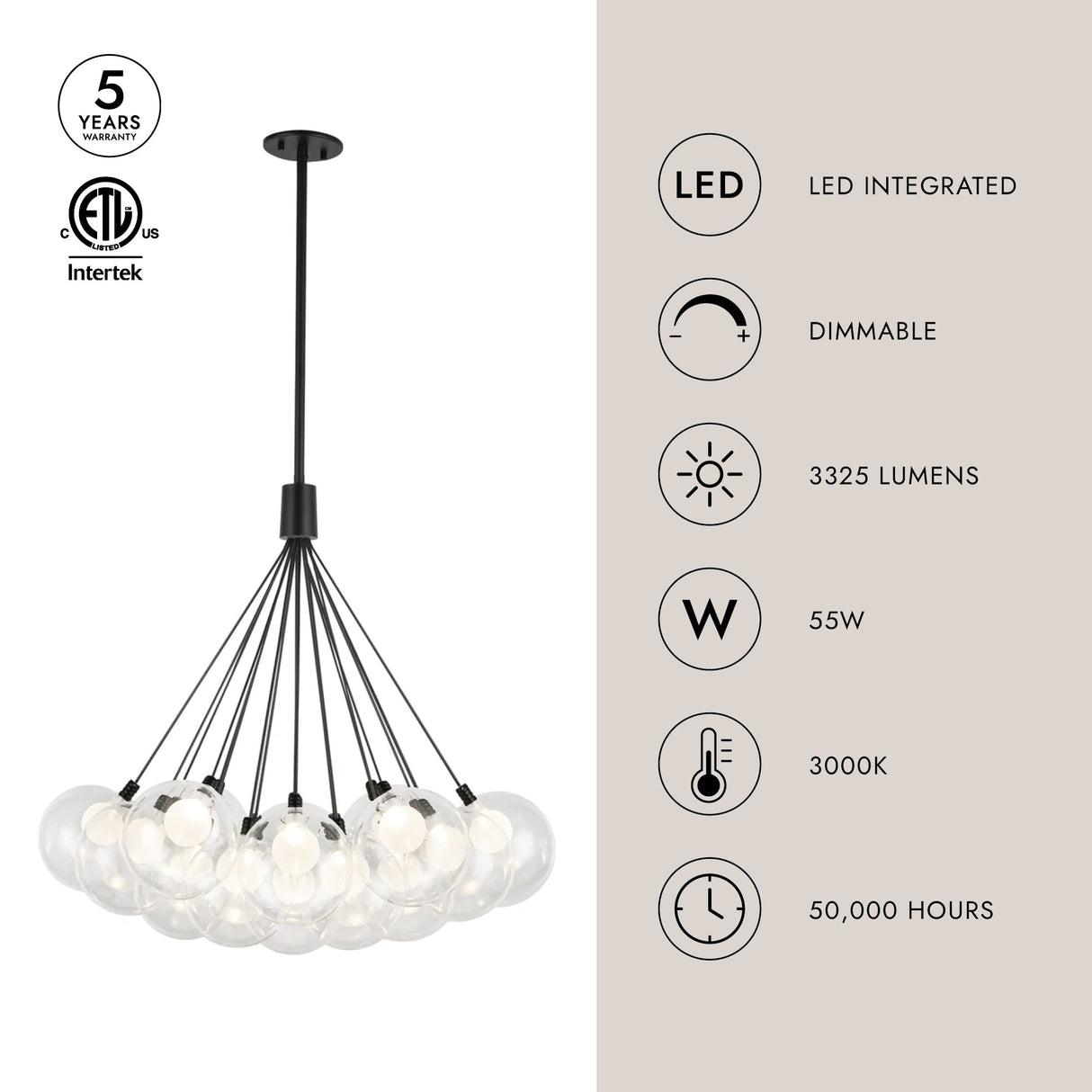 Kuzco Bolla 28-in Chandelier