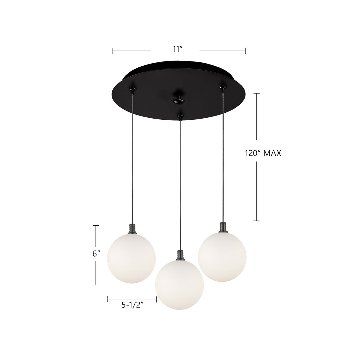 Kuzco Bolla 6-in 3 Head Multi Pendant