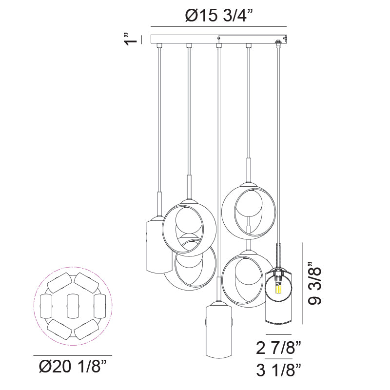 Matteo Delcia 7-Light LED Pendant Light C60607AG - image 3