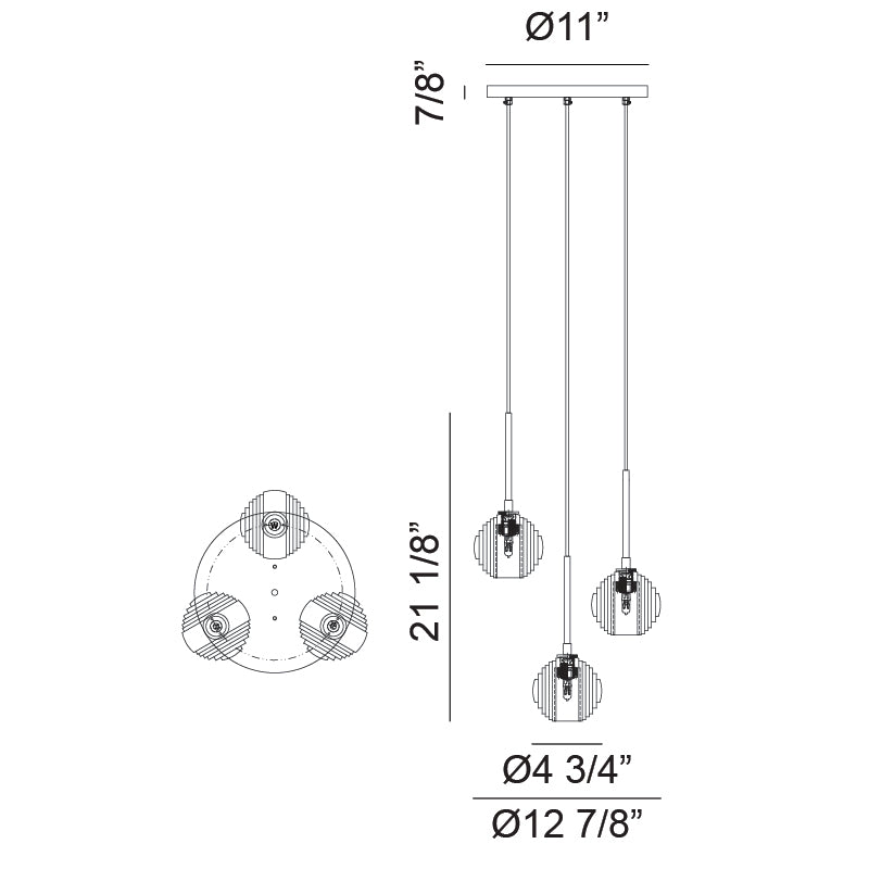 Matteo Jemyca 3-Light Pendant Light C61603AG - image 3