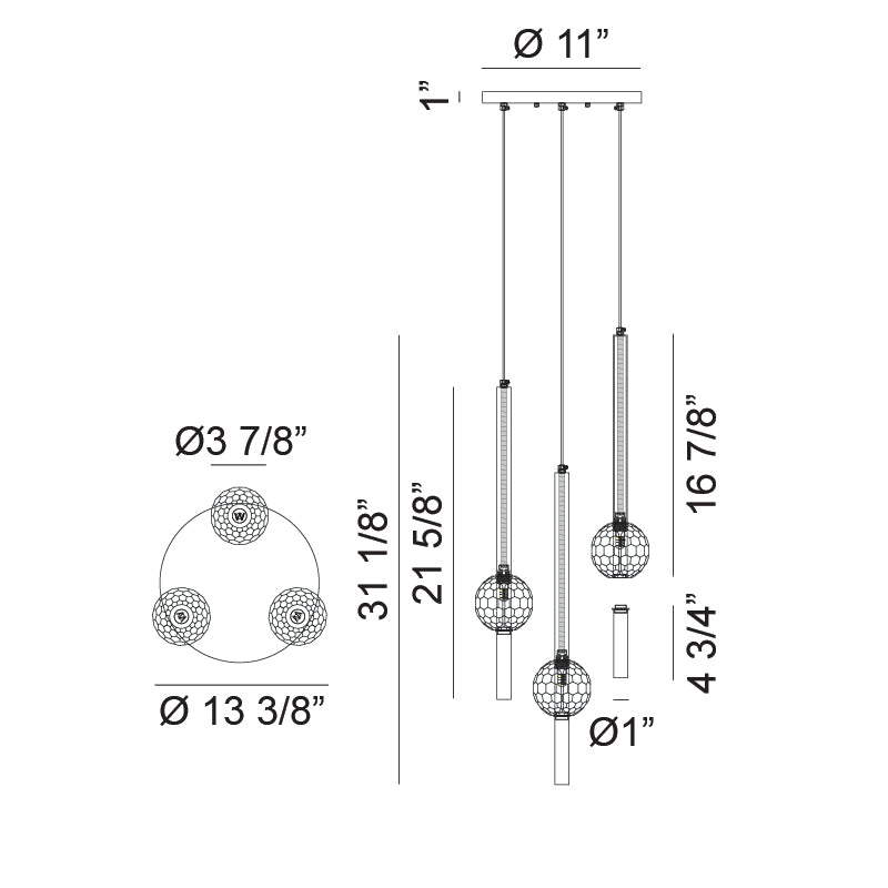 Matteo Windchimer 3-Light LED Pendant C68903 - image 4