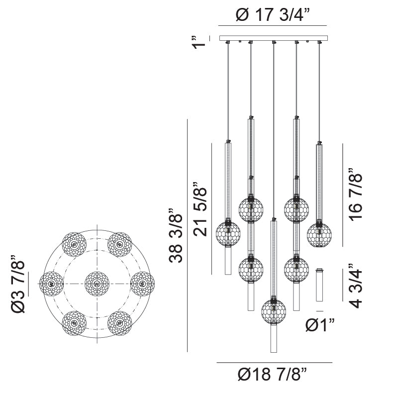 Matteo Windchimer 7-Light LED Pendant C68907 - image 4