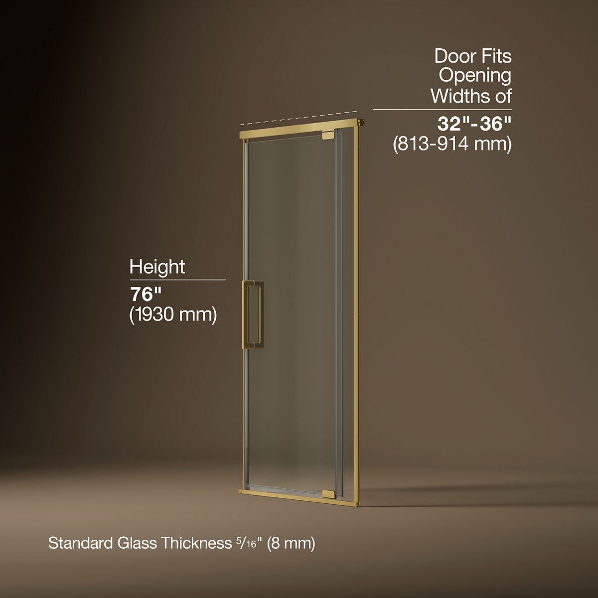 Statement™ 32"-36" W x 76" H pivot shower door with 5/16"-thick Crystal Clear glass