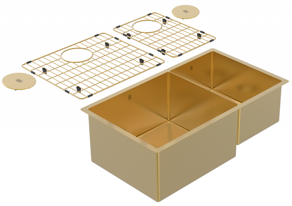 Cayman 31" 60/40 Double Sink - Undermount, 16 Gauge, R10 (Inc. Grids & Drain Covers)