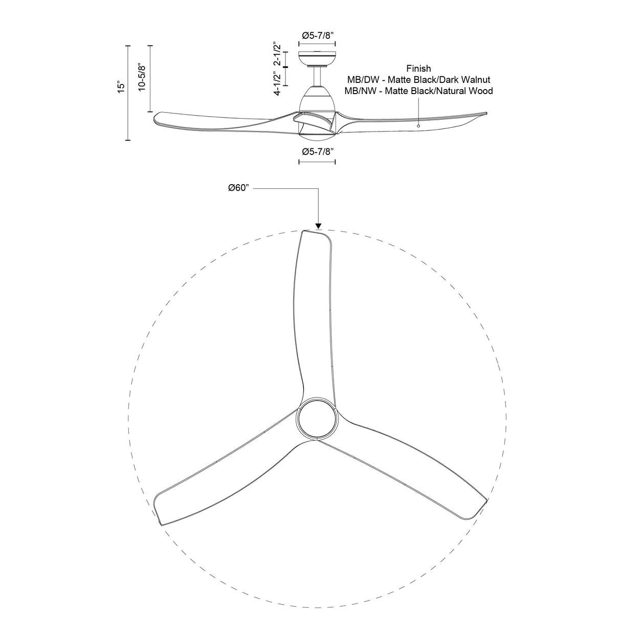 Kuzco Baylor 60-in Ceiling LED Fan
