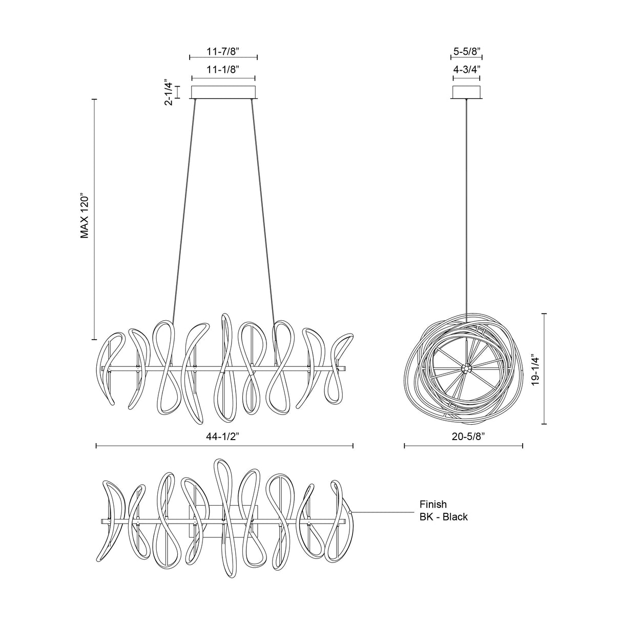 Kuzco Collide 44-in Chandelier