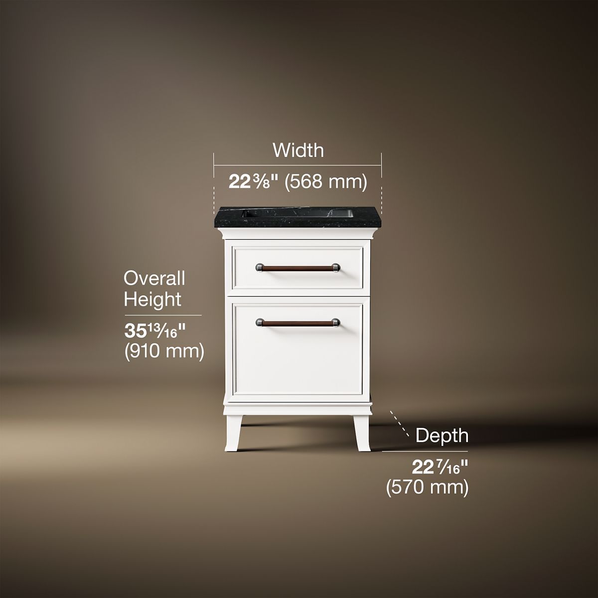 Artifacts™ 24" bathroom vanity cabinet with sink and quartz top