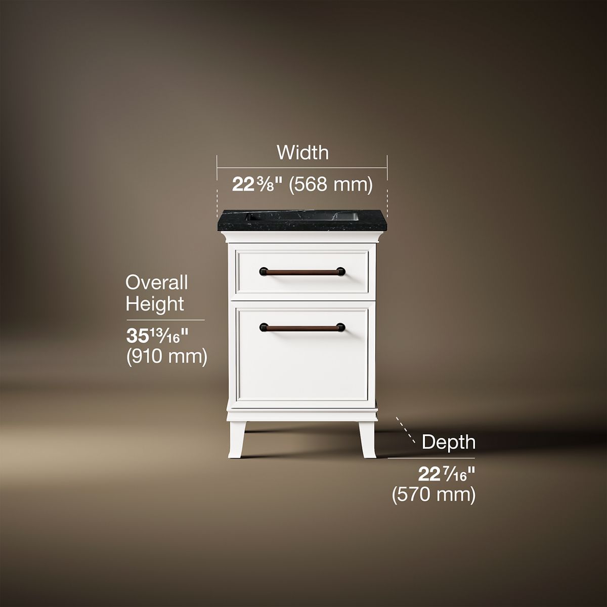Artifacts™ 24" bathroom vanity cabinet with sink and quartz top