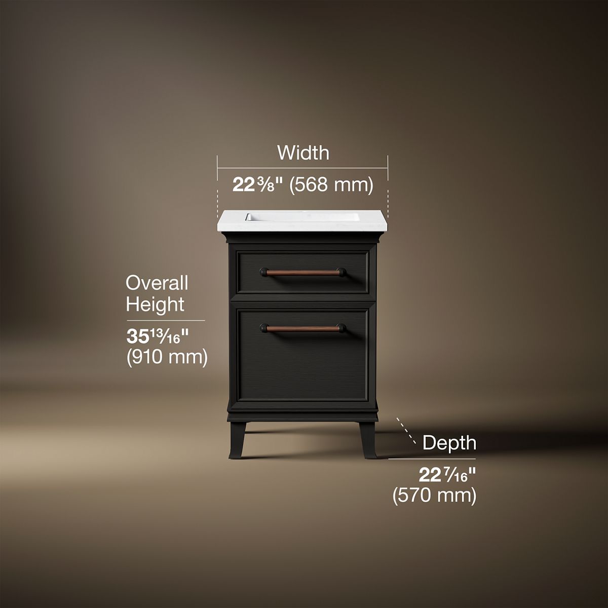 Artifacts™ 24" bathroom vanity cabinet with sink and quartz top