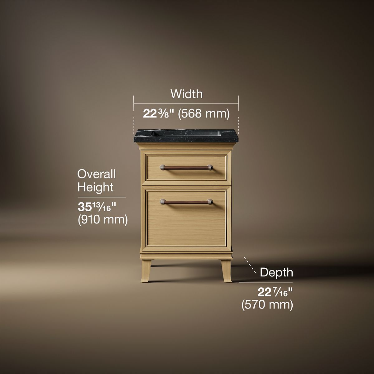 Artifacts™ 24" bathroom vanity cabinet with sink and quartz top