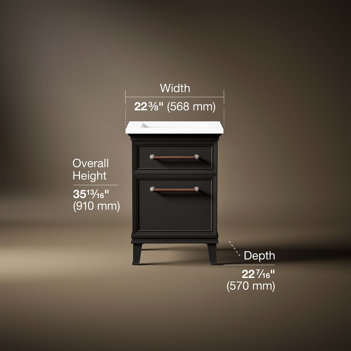 Artifacts™ 24" bathroom vanity cabinet with sink and quartz top