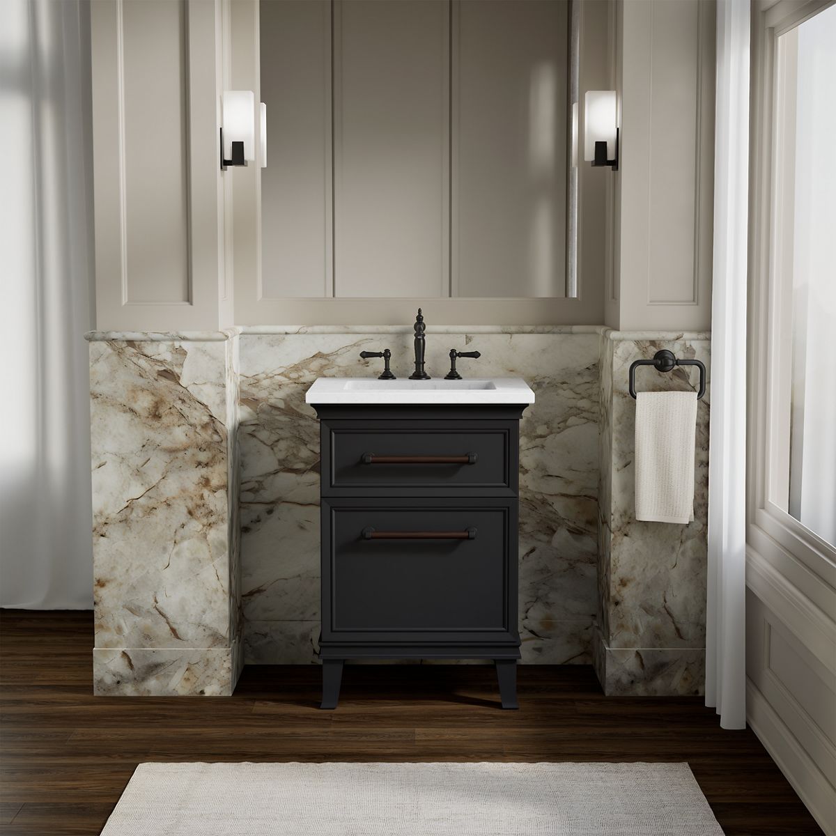 Artifacts™ 24" bathroom vanity cabinet with sink and quartz top