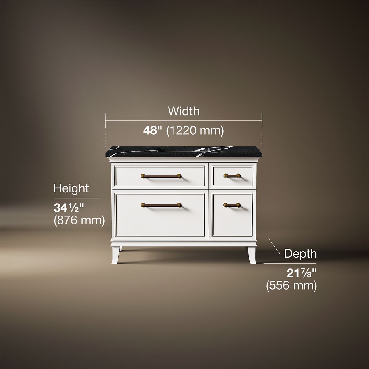 Artifacts™ 48" bathroom vanity cabinet with sink and quartz top