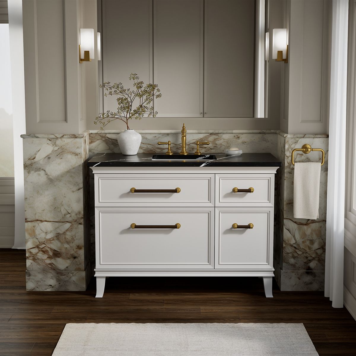 Artifacts™ 48" bathroom vanity cabinet with sink and quartz top