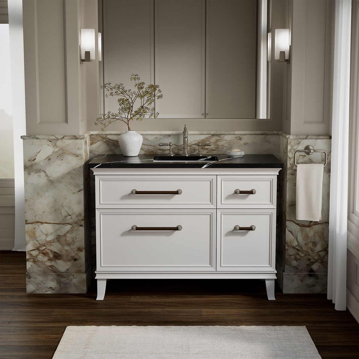 Artifacts™ 48" bathroom vanity cabinet with sink and quartz top