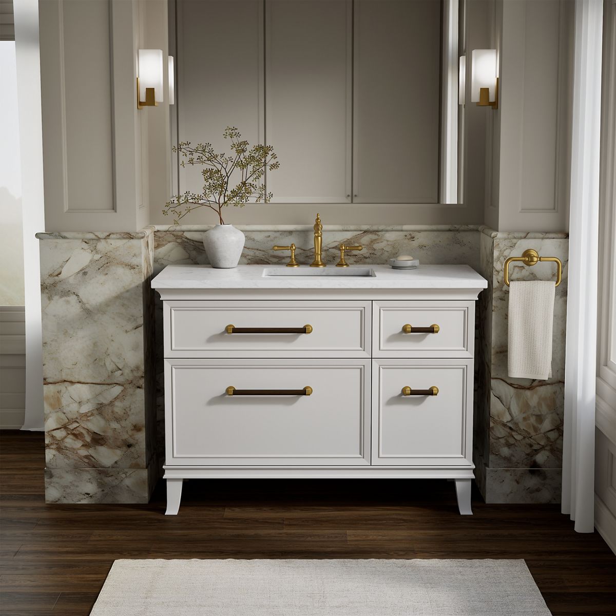 Artifacts™ 48" bathroom vanity cabinet with sink and quartz top