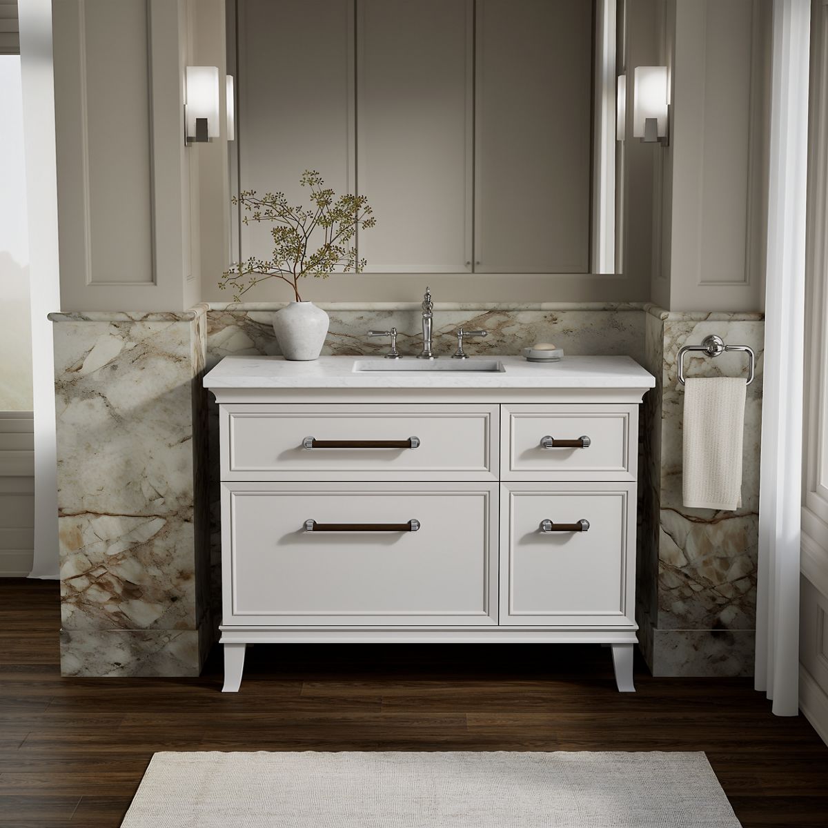 Artifacts™ 48" bathroom vanity cabinet with sink and quartz top