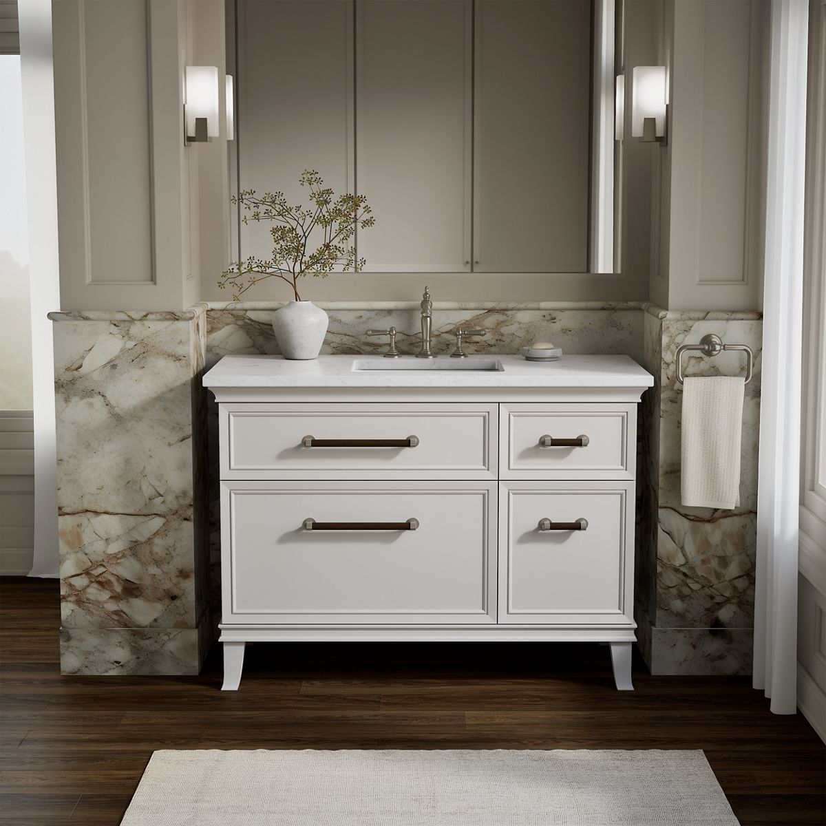 Artifacts™ 48" bathroom vanity cabinet with sink and quartz top