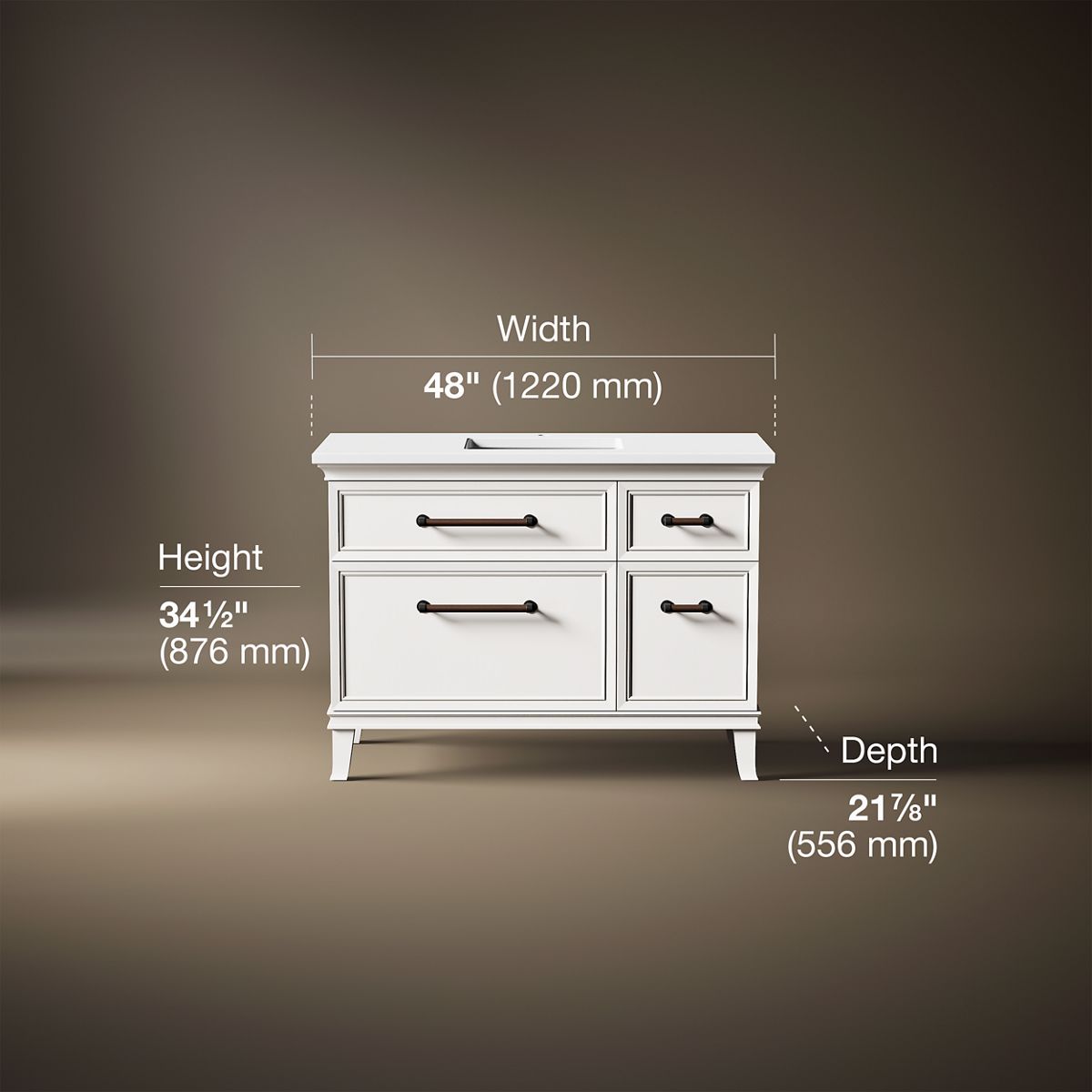 Artifacts™ 48" bathroom vanity cabinet with sink and quartz top