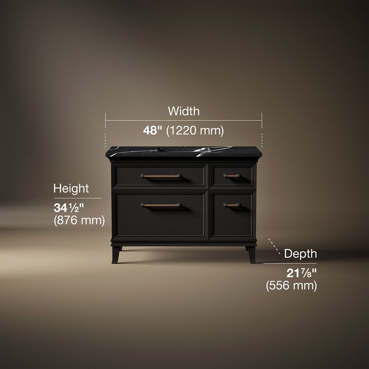 Artifacts™ 48" bathroom vanity cabinet with sink and quartz top