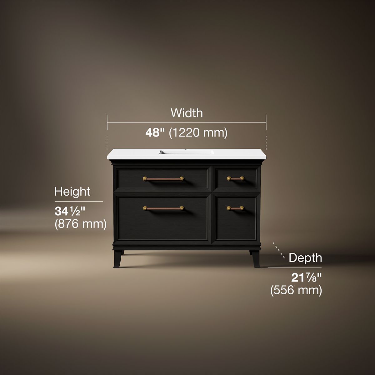Artifacts™ 48" bathroom vanity cabinet with sink and quartz top