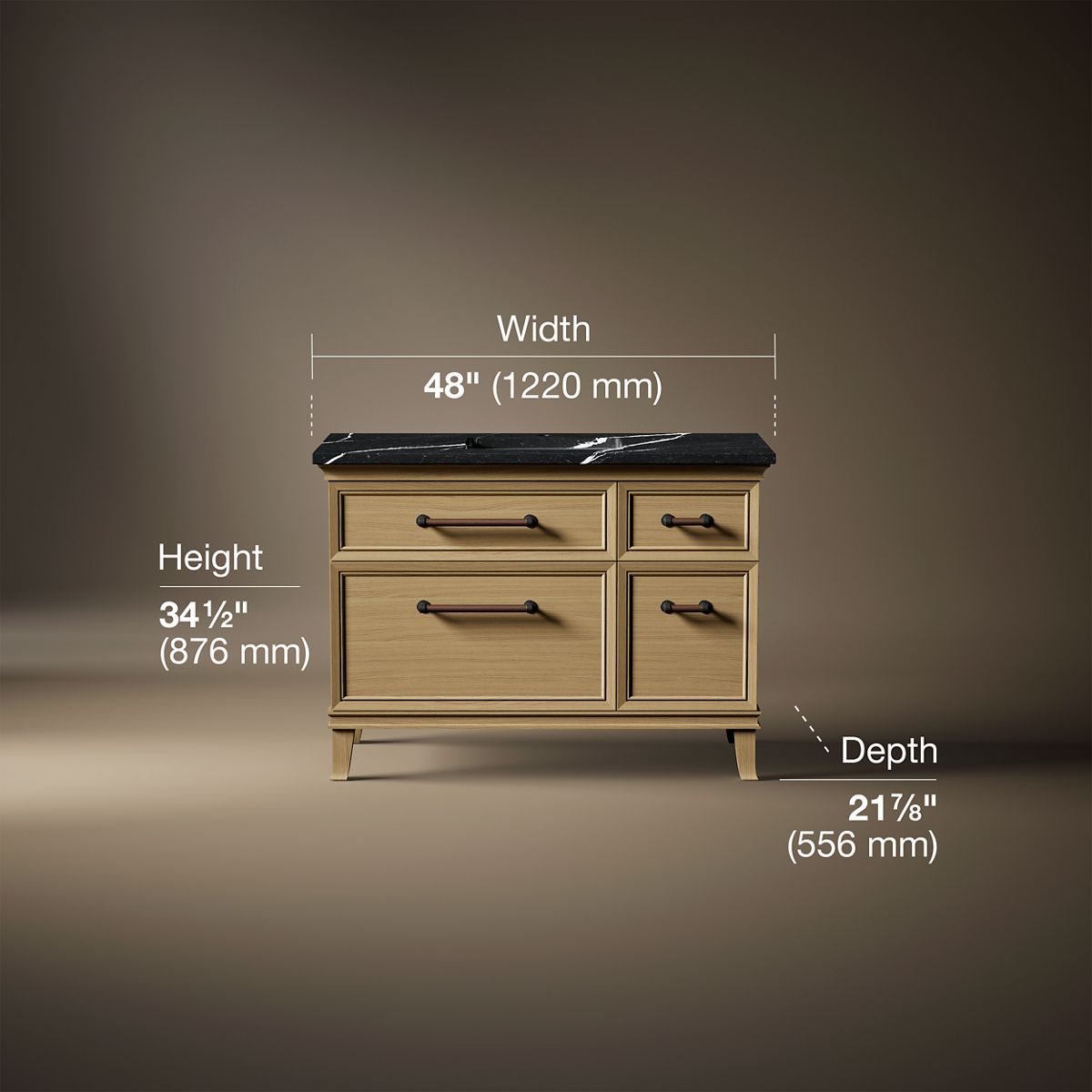 Artifacts™ 48" bathroom vanity cabinet with sink and quartz top