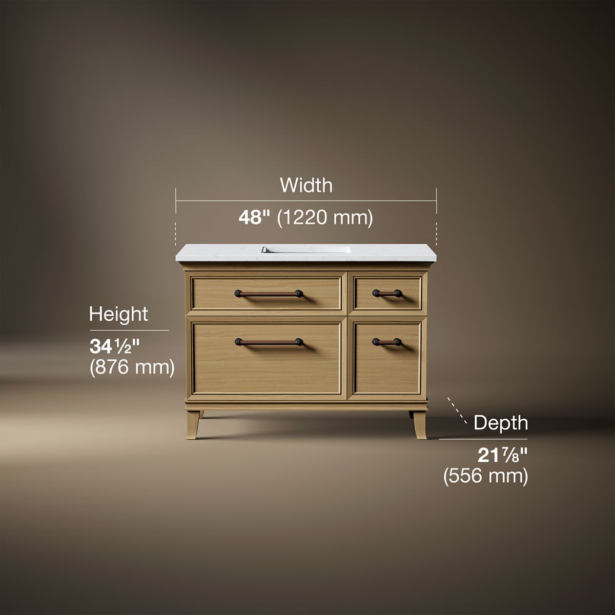 Artifacts™ 48" bathroom vanity cabinet with sink and quartz top