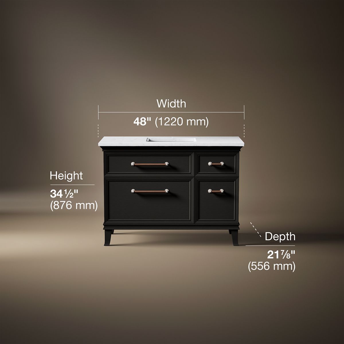 Artifacts™ 48" bathroom vanity cabinet with sink and quartz top