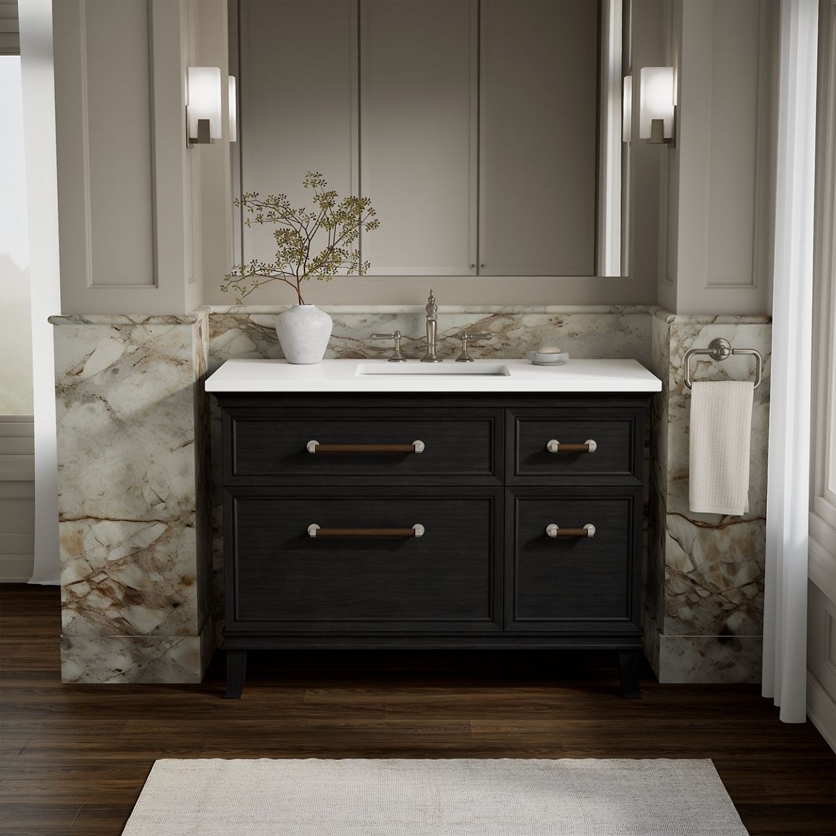 Artifacts™ 48" bathroom vanity cabinet with sink and quartz top