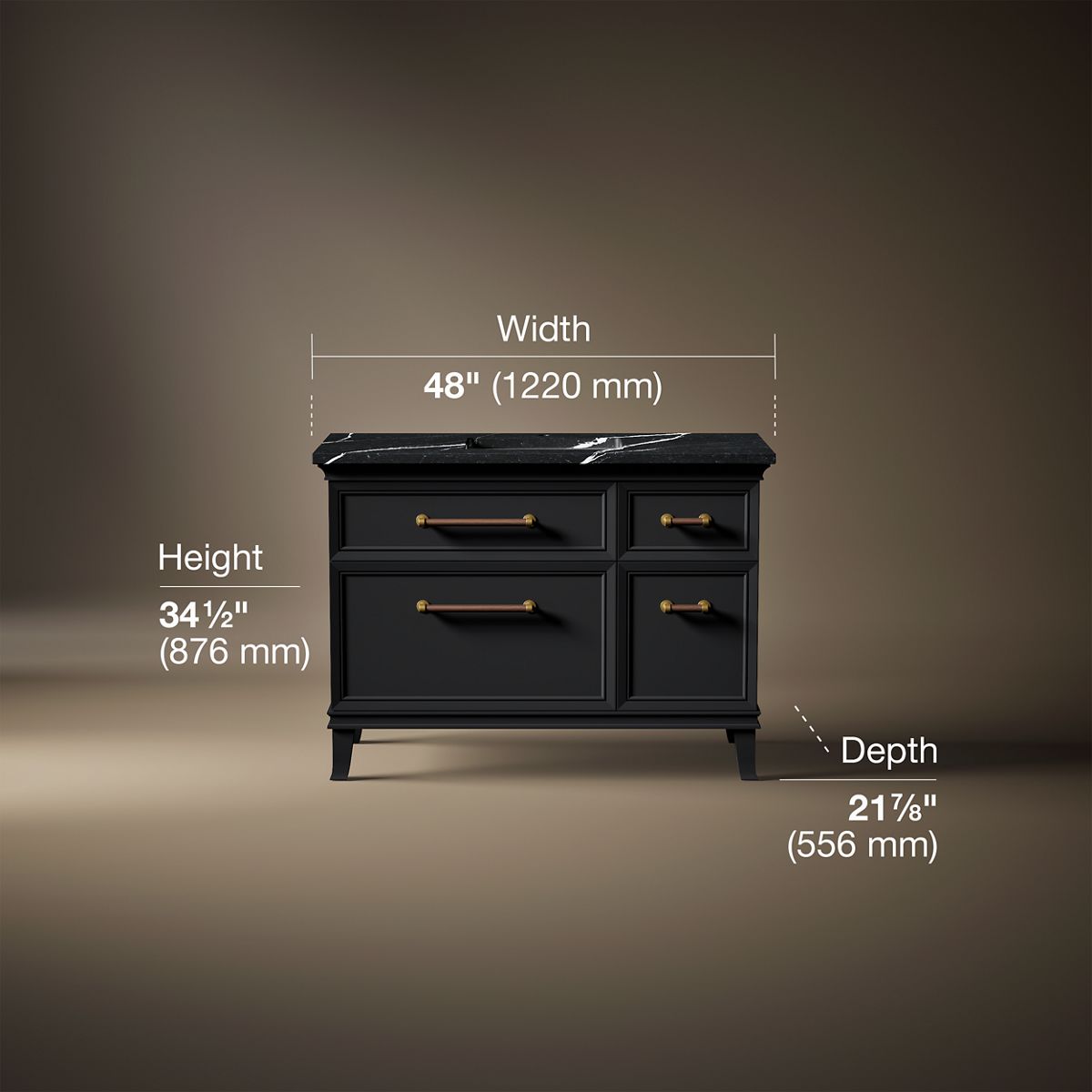 Artifacts™ 48" bathroom vanity cabinet with sink and quartz top