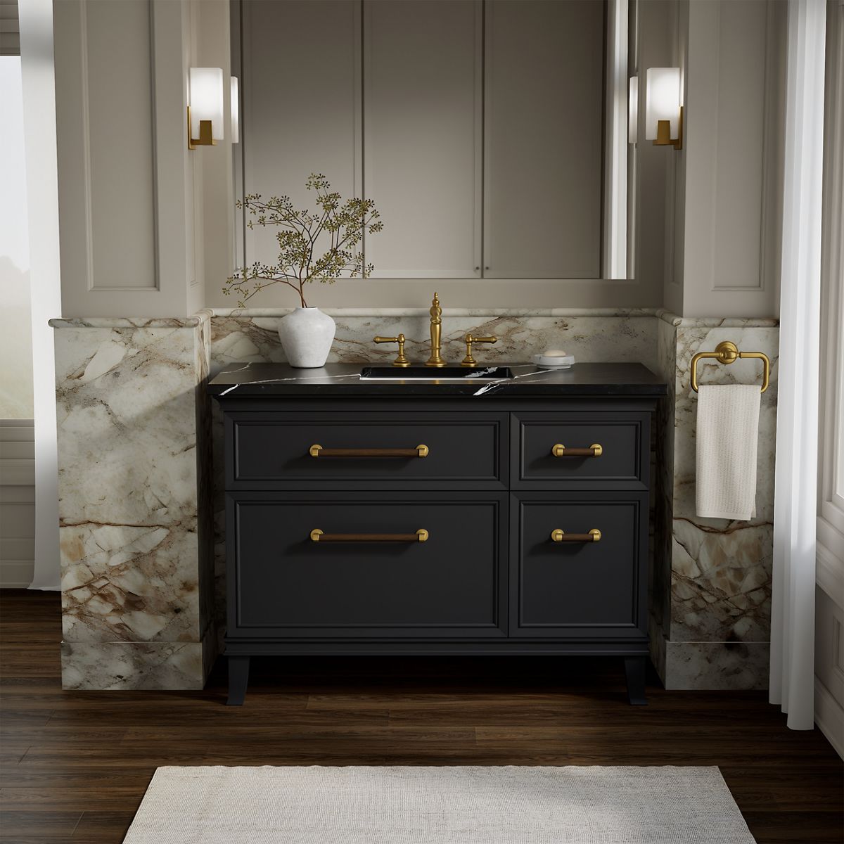 Artifacts™ 48" bathroom vanity cabinet with sink and quartz top