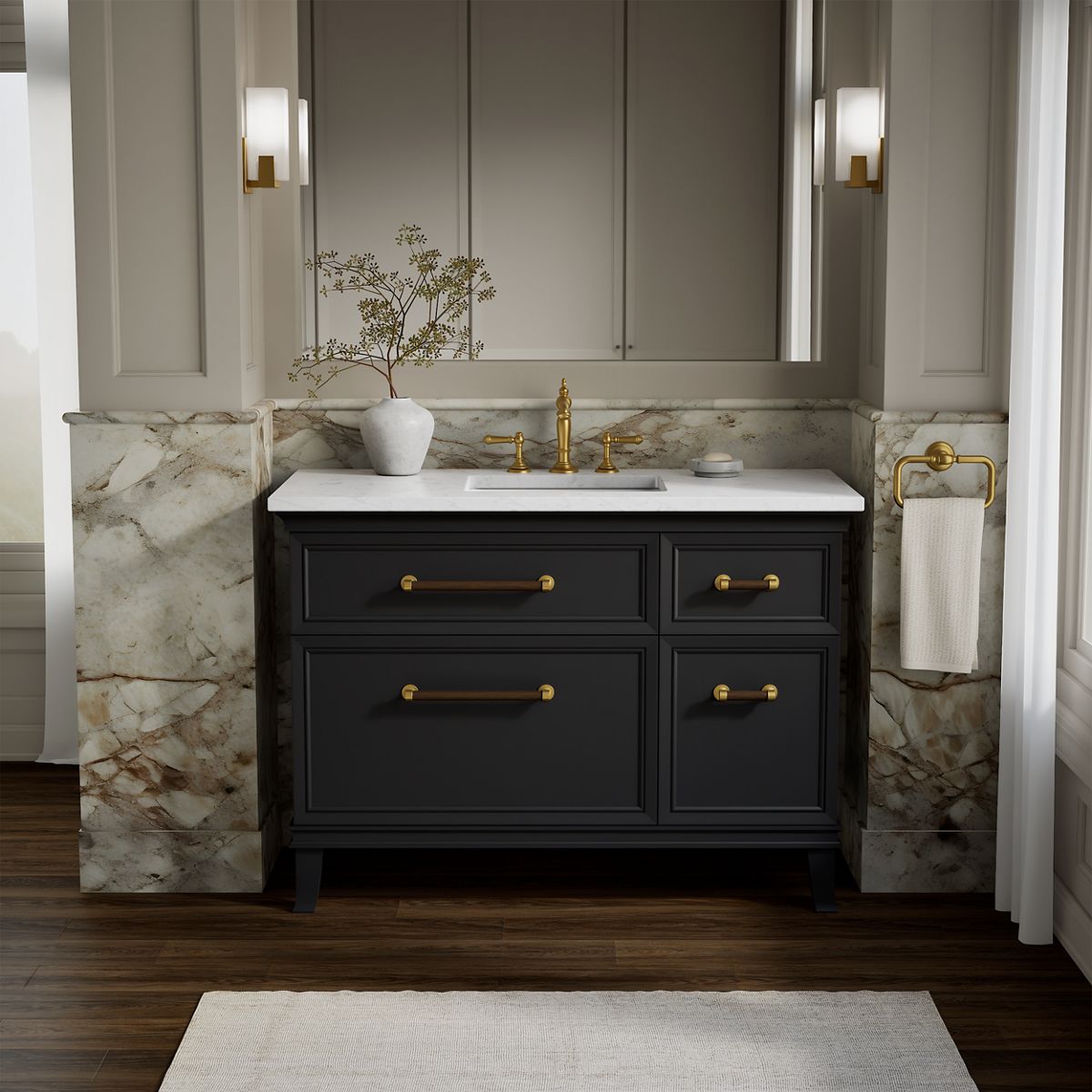 Artifacts™ 48" bathroom vanity cabinet with sink and quartz top