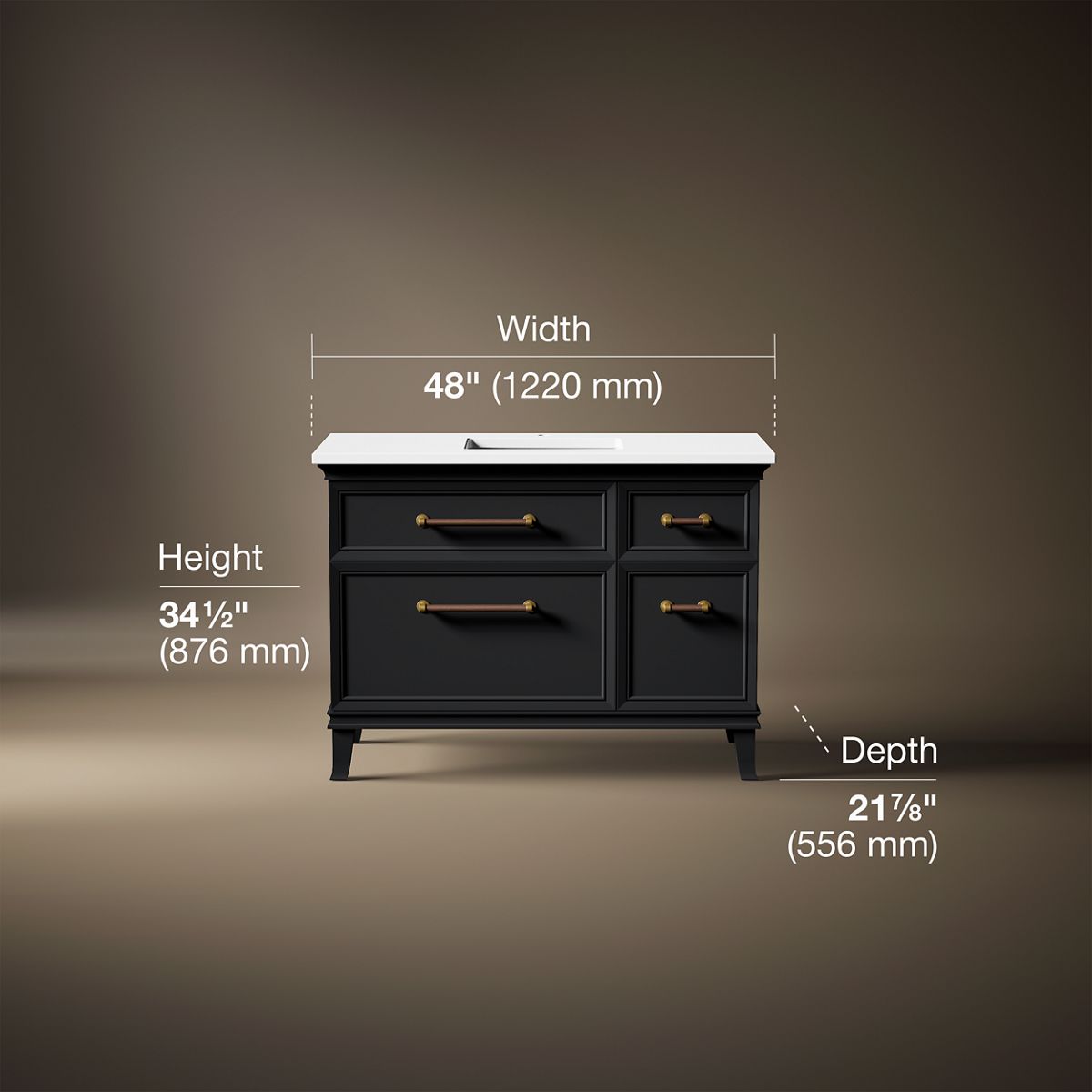 Artifacts™ 48" bathroom vanity cabinet with sink and quartz top