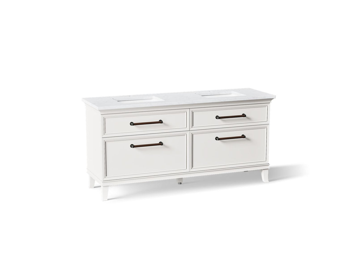 Artifacts™ 72" bathroom vanity cabinet with sinks and quartz top