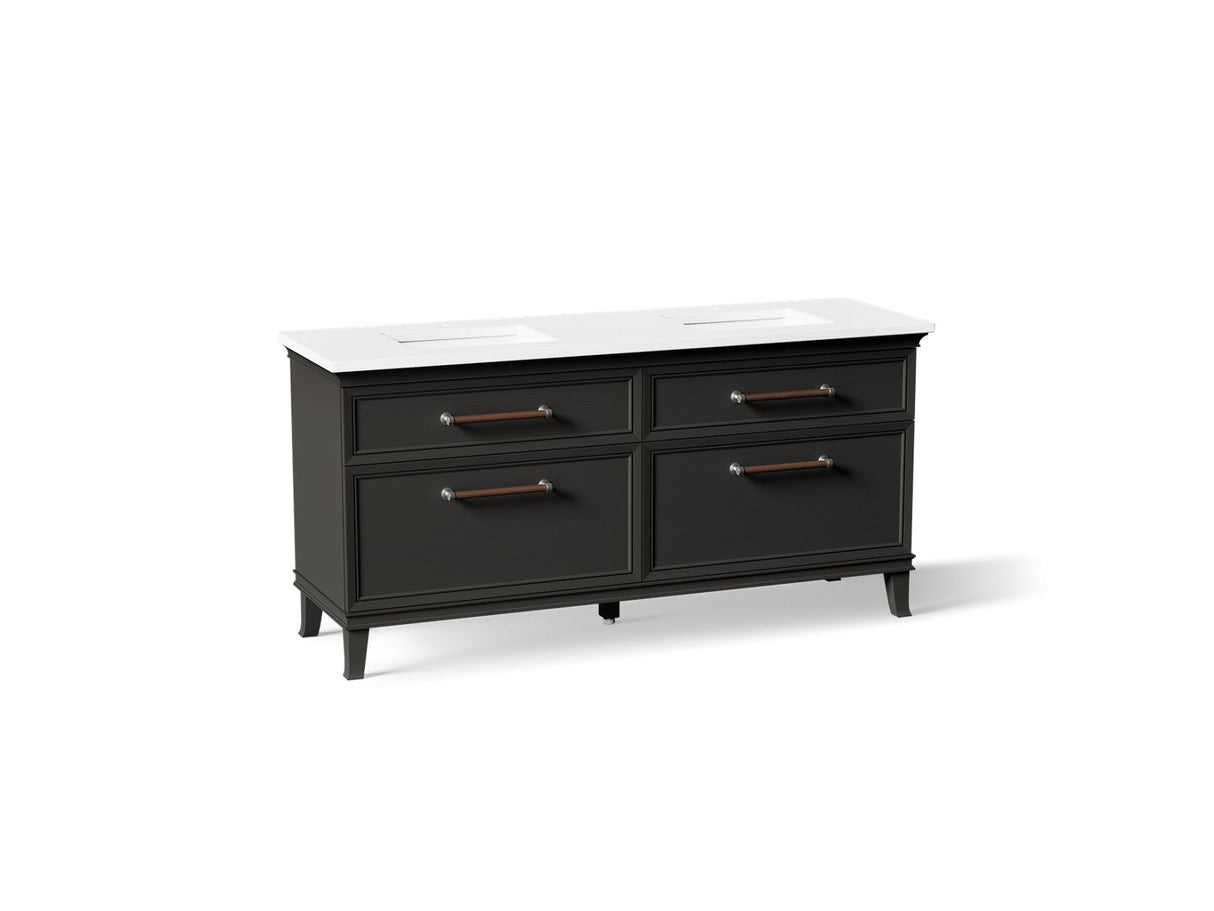 Artifacts™ 72" bathroom vanity cabinet with sinks and quartz top