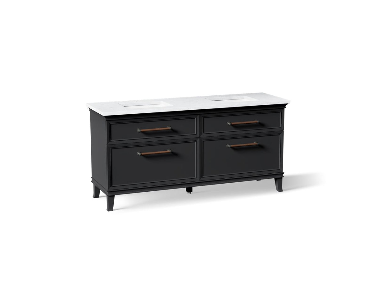 Artifacts™ 72" bathroom vanity cabinet with sinks and quartz top