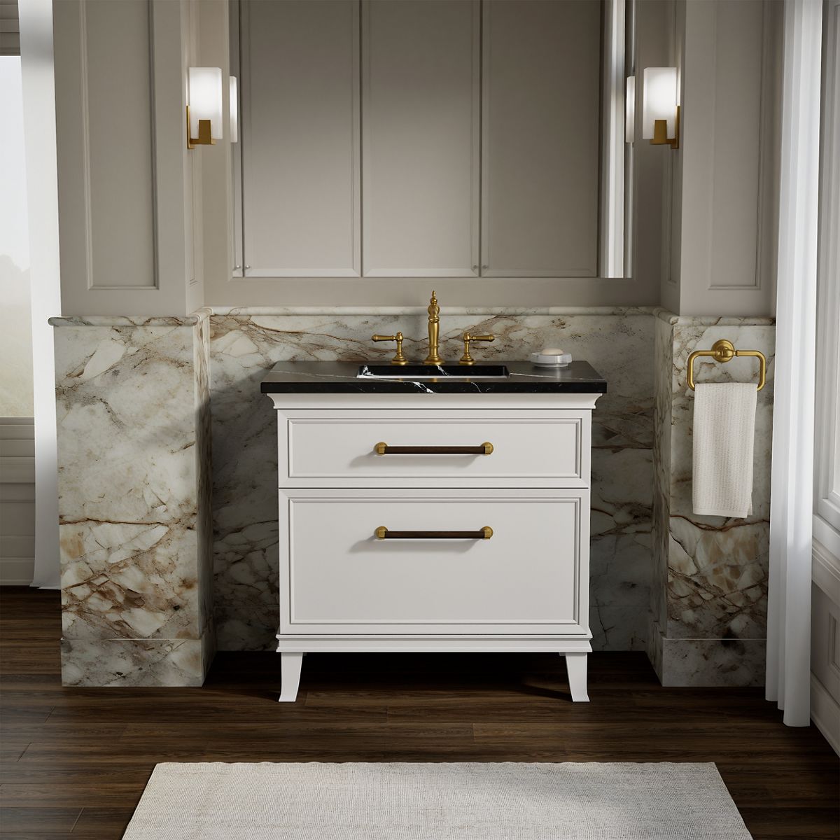 Artifacts™ 36" bathroom vanity cabinet with sink and quartz top
