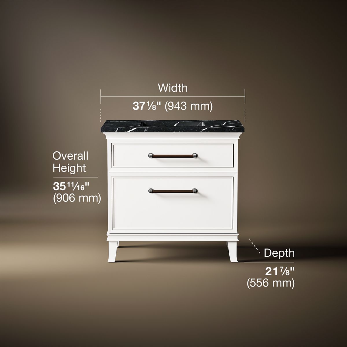Artifacts™ 36" bathroom vanity cabinet with sink and quartz top