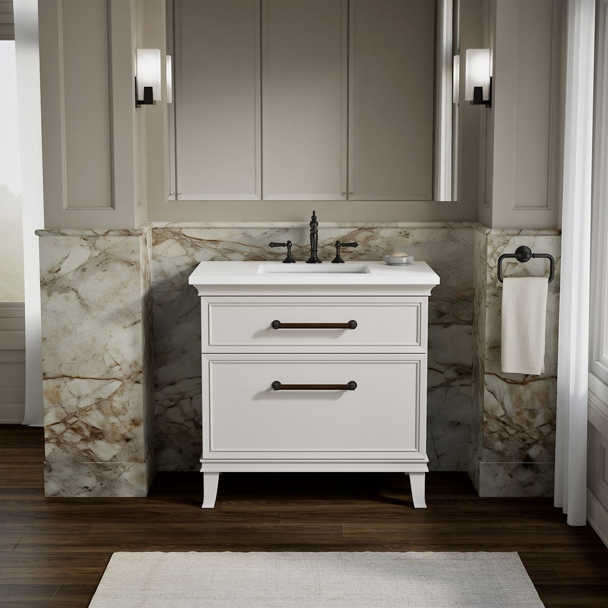 Artifacts™ 36" bathroom vanity cabinet with sink and quartz top
