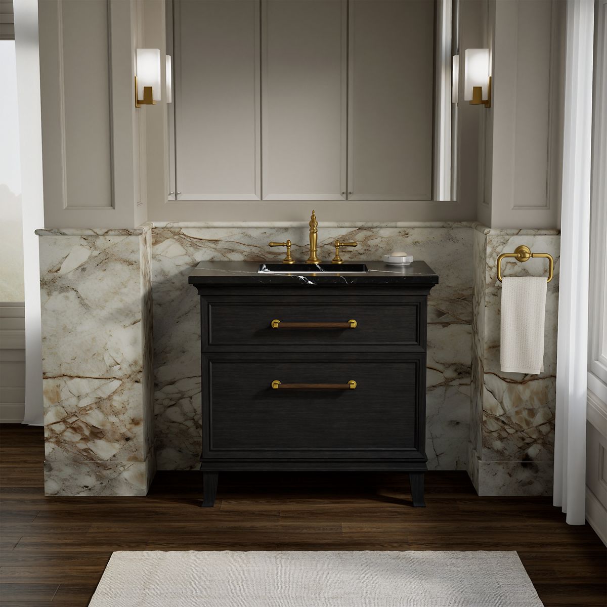 Artifacts™ 36" bathroom vanity cabinet with sink and quartz top