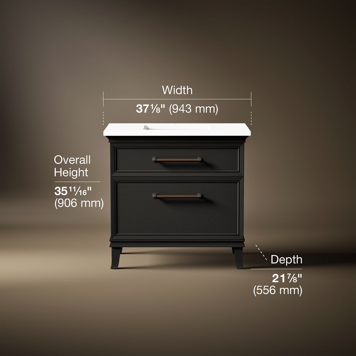 Artifacts™ 36" bathroom vanity cabinet with sink and quartz top