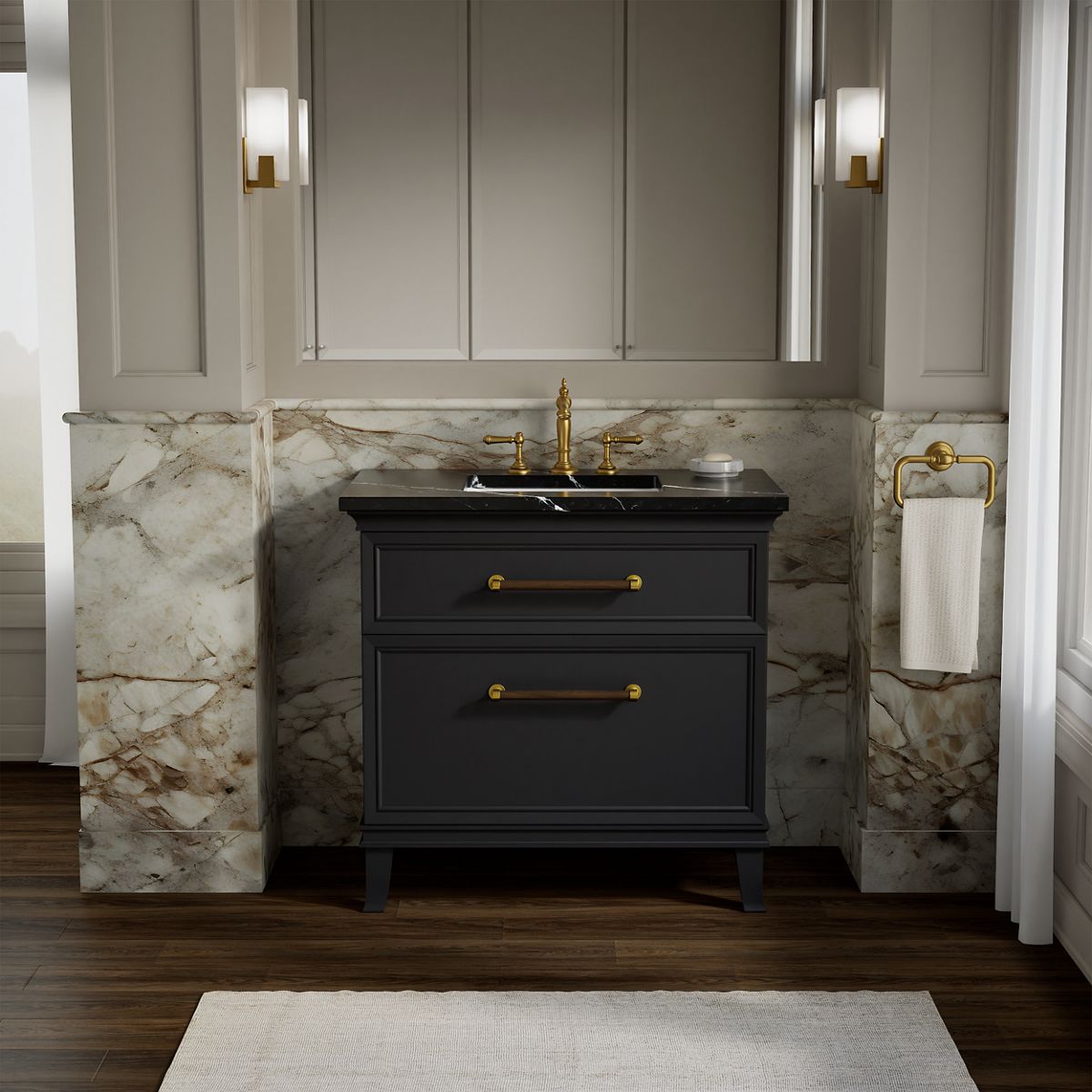 Artifacts™ 36" bathroom vanity cabinet with sink and quartz top