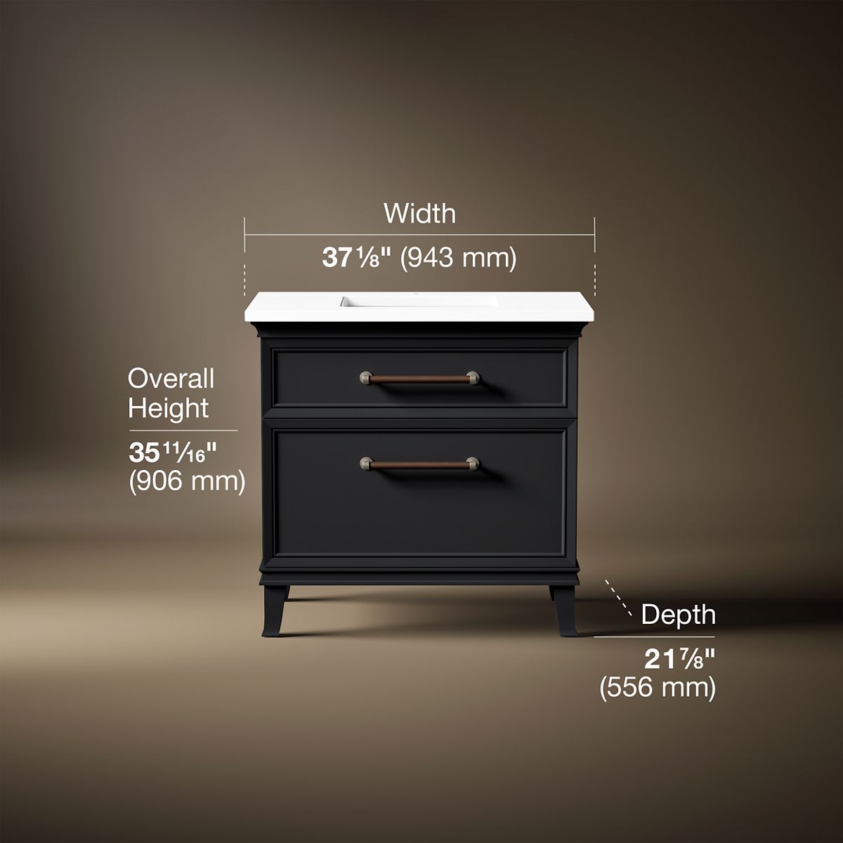Artifacts™ 36" bathroom vanity cabinet with sink and quartz top