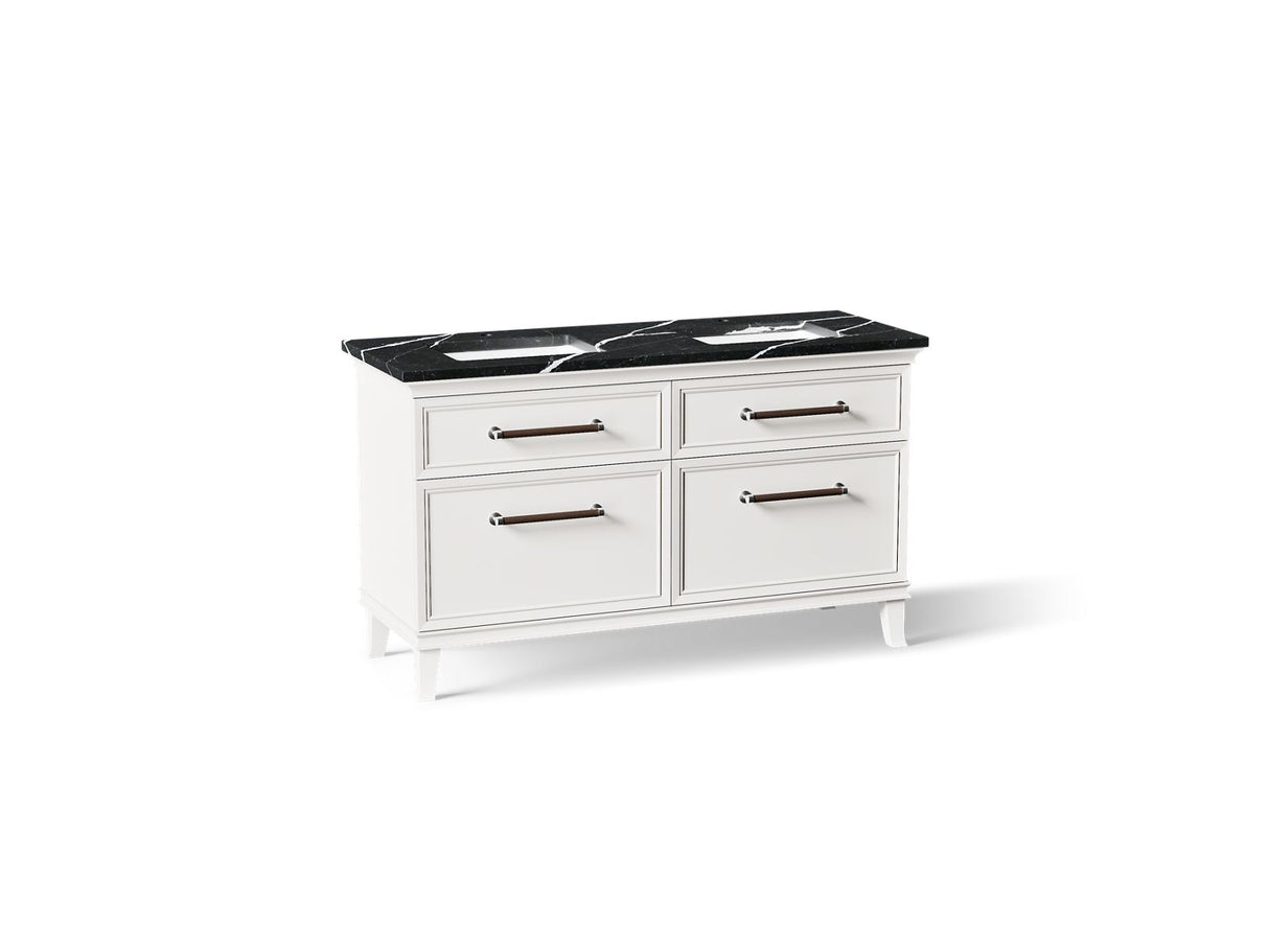 Artifacts™ 60" bathroom vanity cabinet with sinks and quartz top